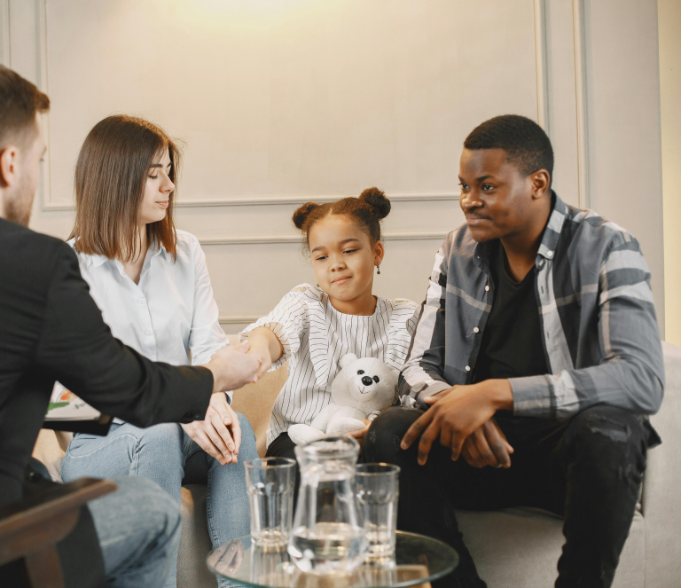 Family with counselor